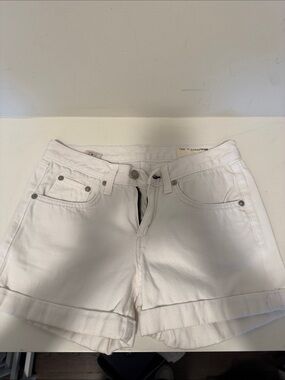 rag & bone White Rolled-Hem Denim Shorts